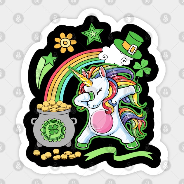 Lepricorn Leprechaun Dabbing Unicorn Girls St Patricks Day Sticker by aneisha